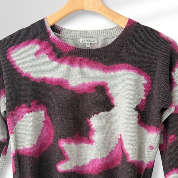 💗 JAMISON Pink & Purple Camo Abstract Pull-over Sweater from Evereve Size XS - Picture 2 of 7